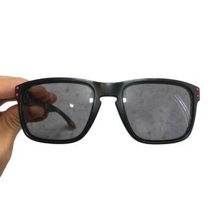 Oakley Holbrook OO9102 Sunglasses Matte Black with Red Accents Square